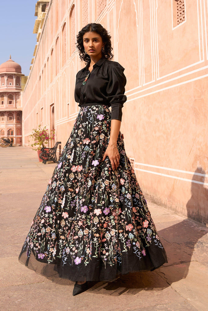 3D FLORAL MAXI SKIRT - dash and dot dash and dot