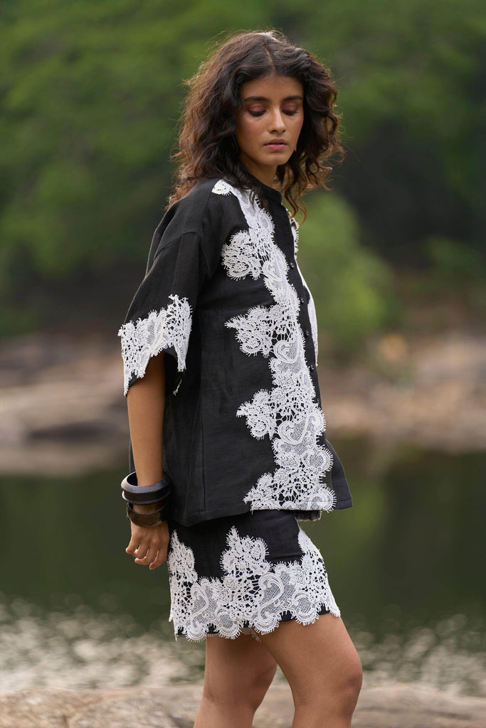 SILK LINEN LACE SHORTS - dash and dot dash and dot