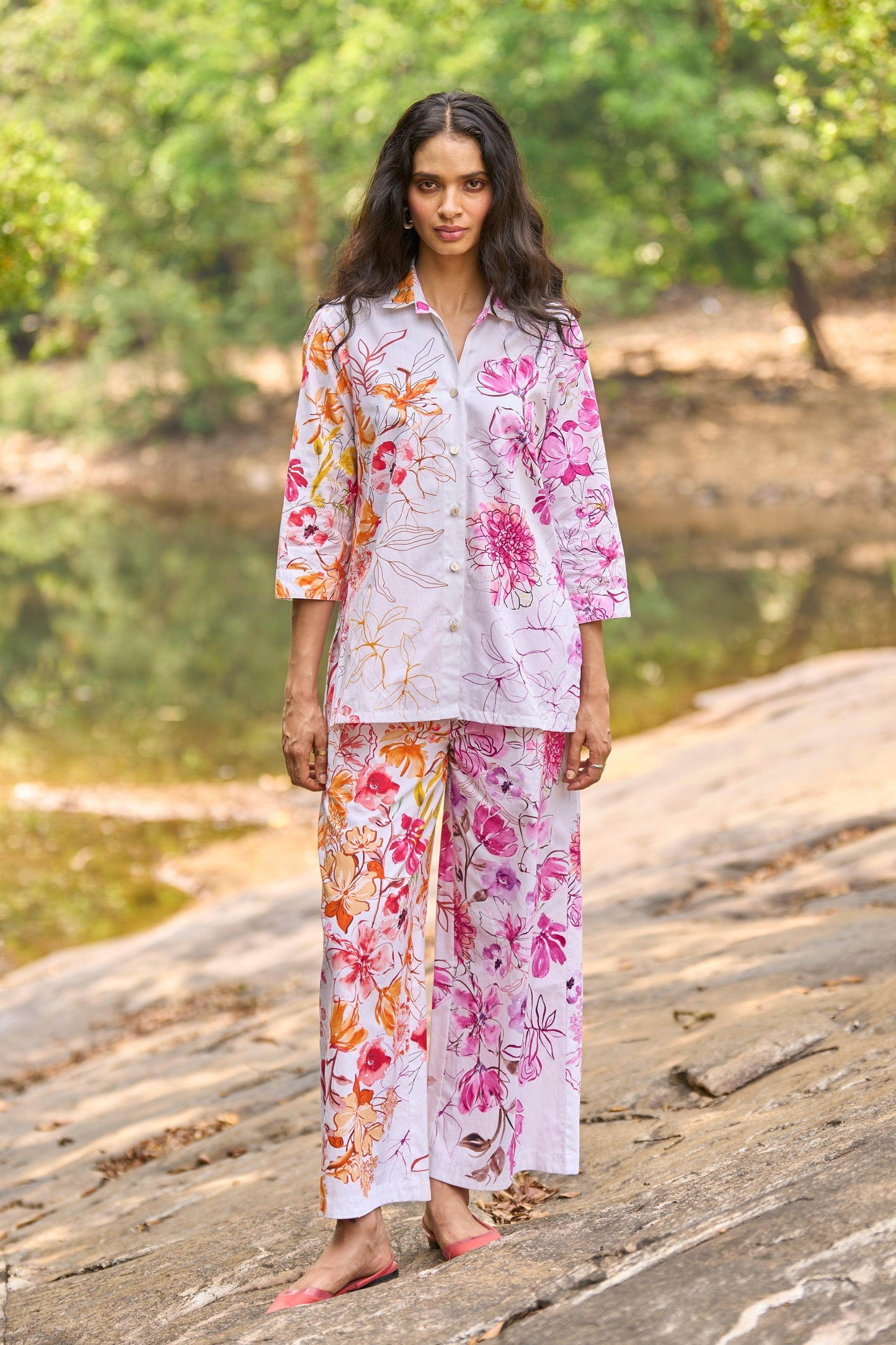 ASYMMETRIC FLORAL PRINT PANT - dash and dot