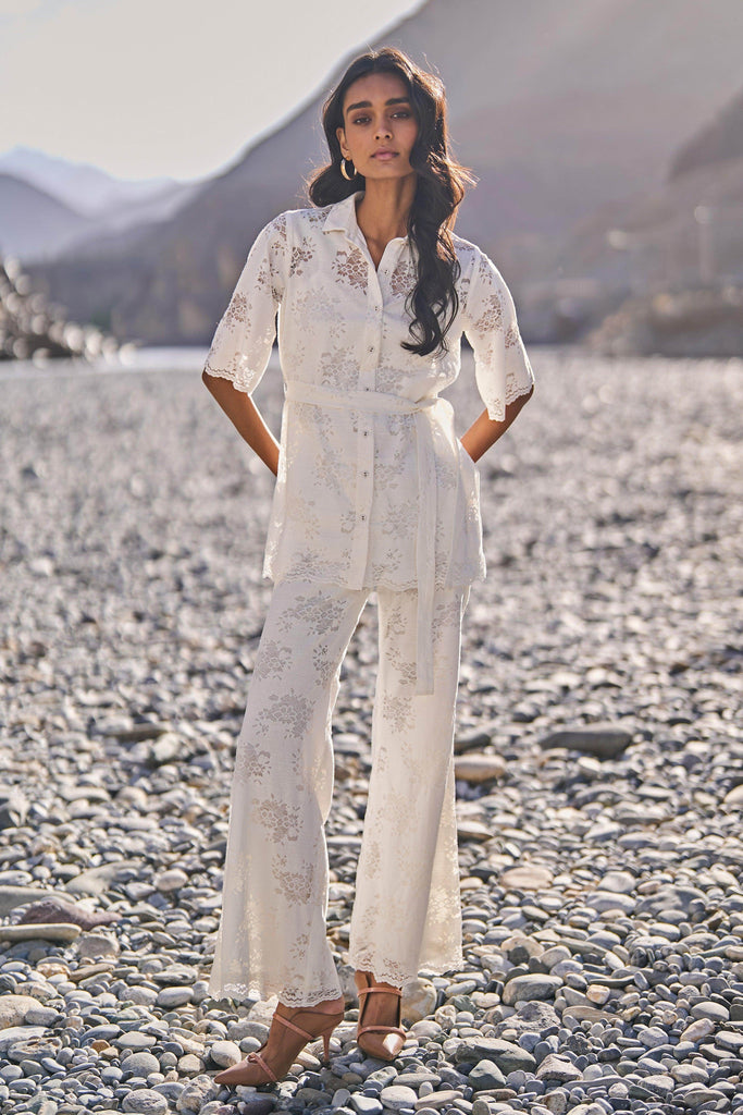 FLORAL LACE FLARED PANT - dash and dot dash and dot