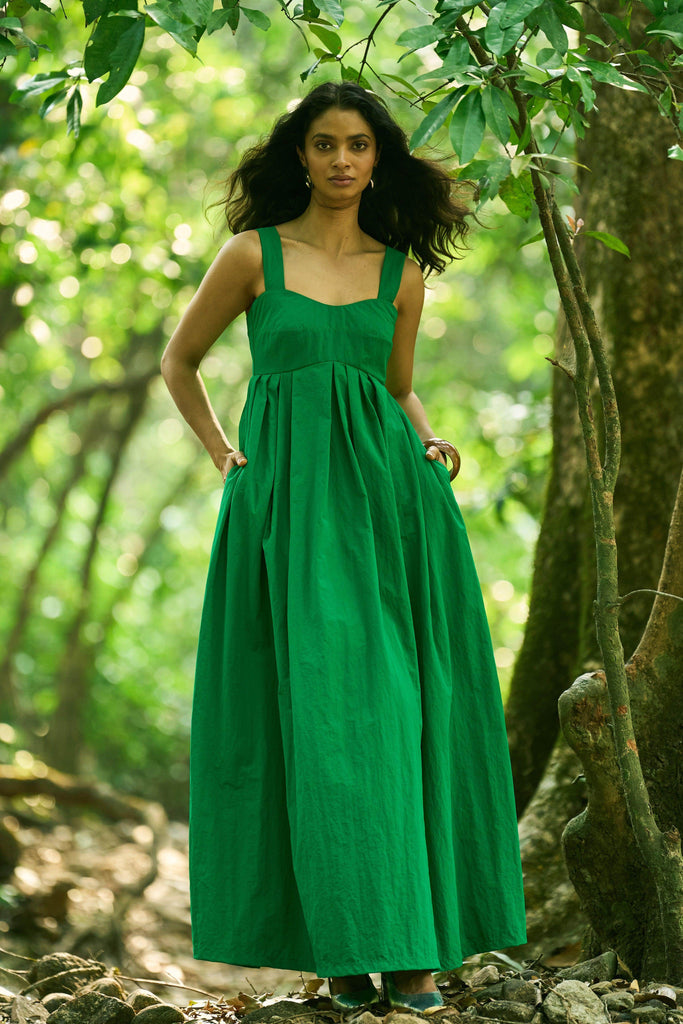 GREEN FLARED GOWN - dash and dot dash and dot