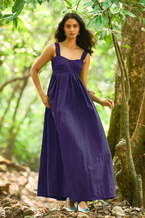 NAVY FLARED GOWN - dash and dot
