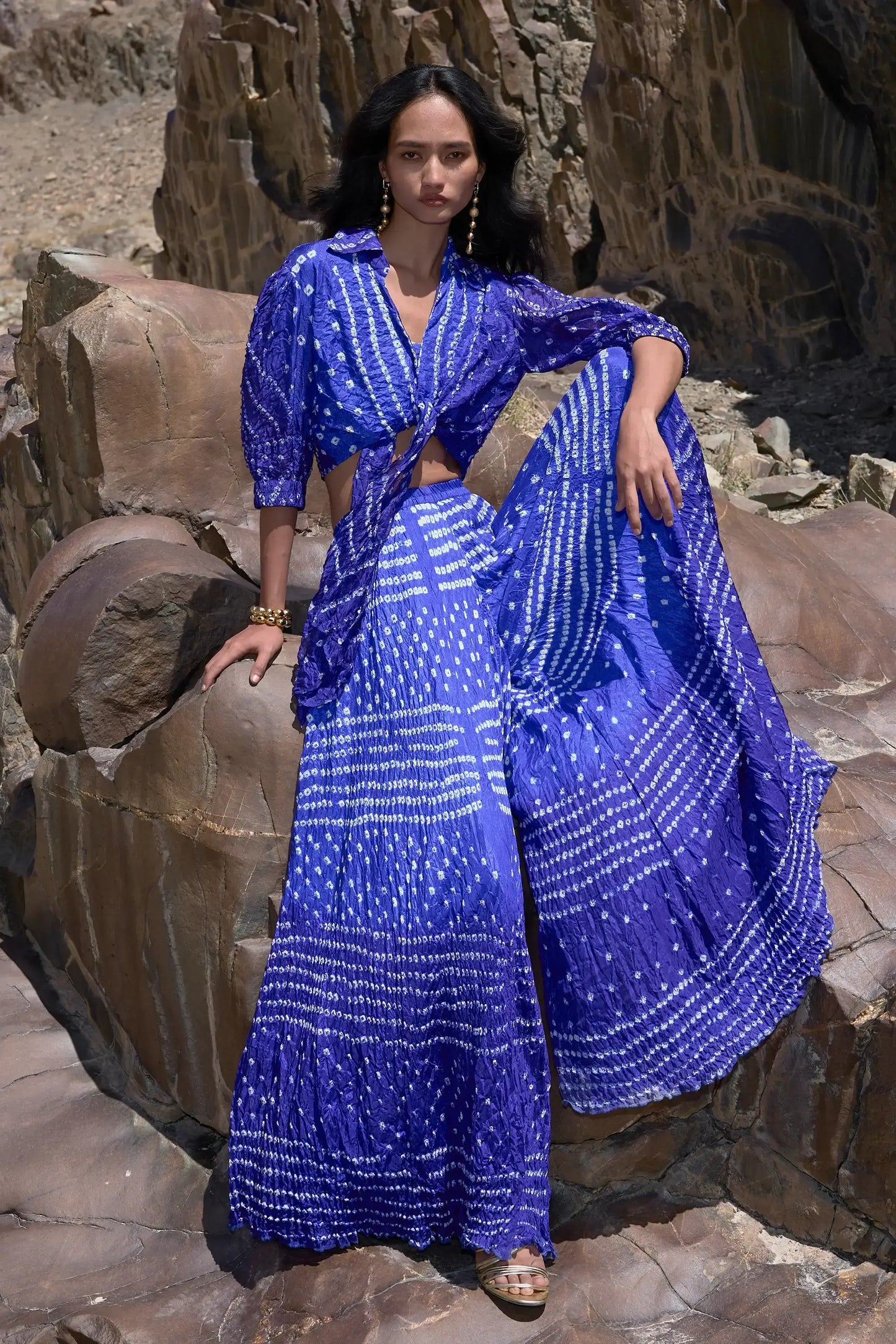 BANDHANI TOP & FLARED PANT