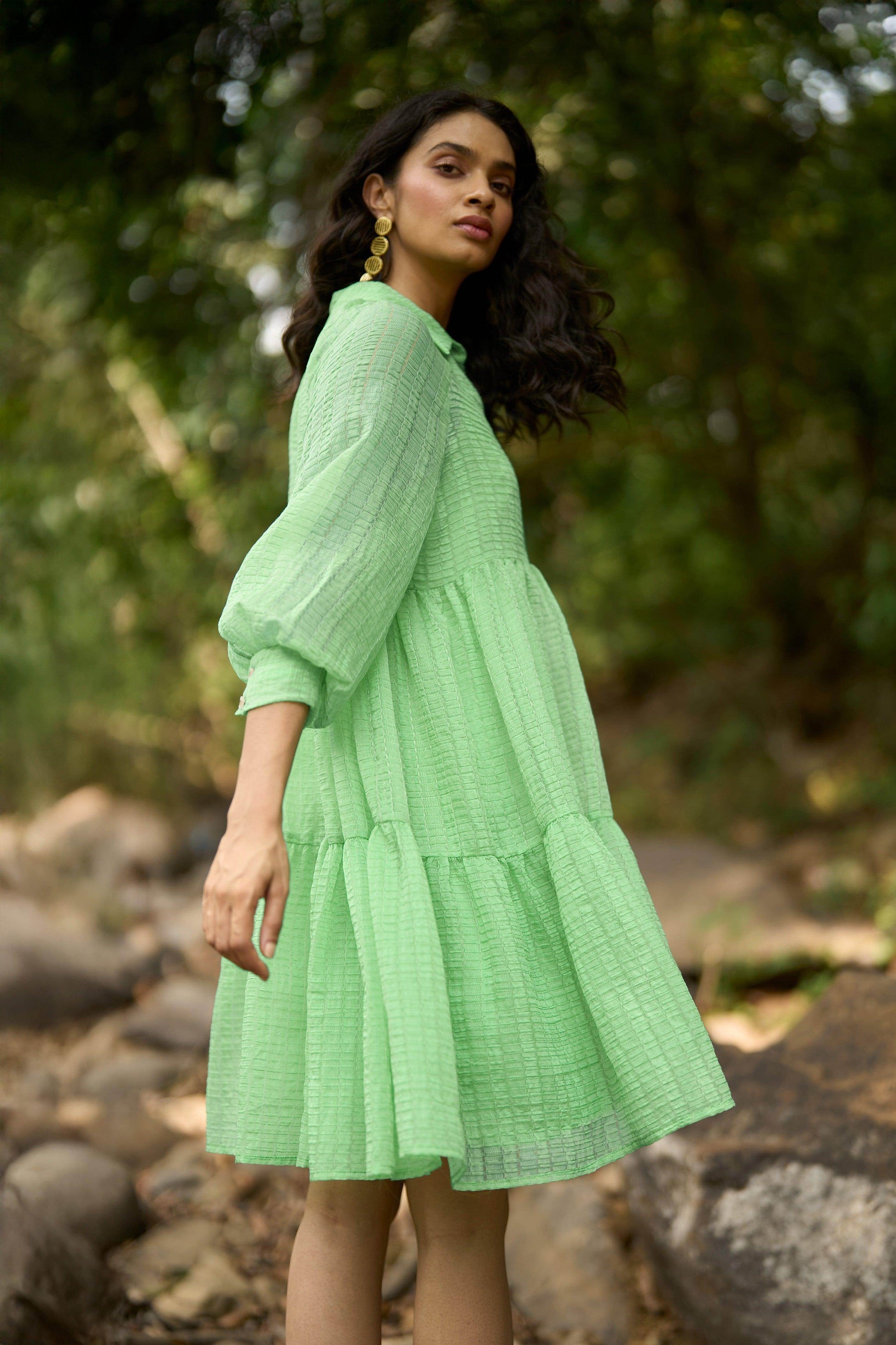 TEXTURED TIERED DRESS - dash and dot