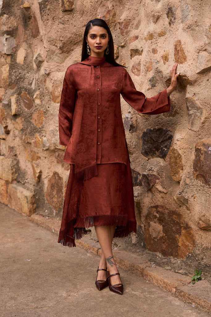 FRINGE AND JACQUARD PATTERNED SKIRT SET - dash and dot dash and dot