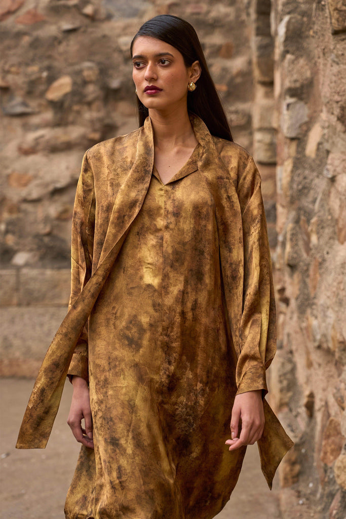 PATTERNED NECK SCARF DRESS - dash and dot dash and dot