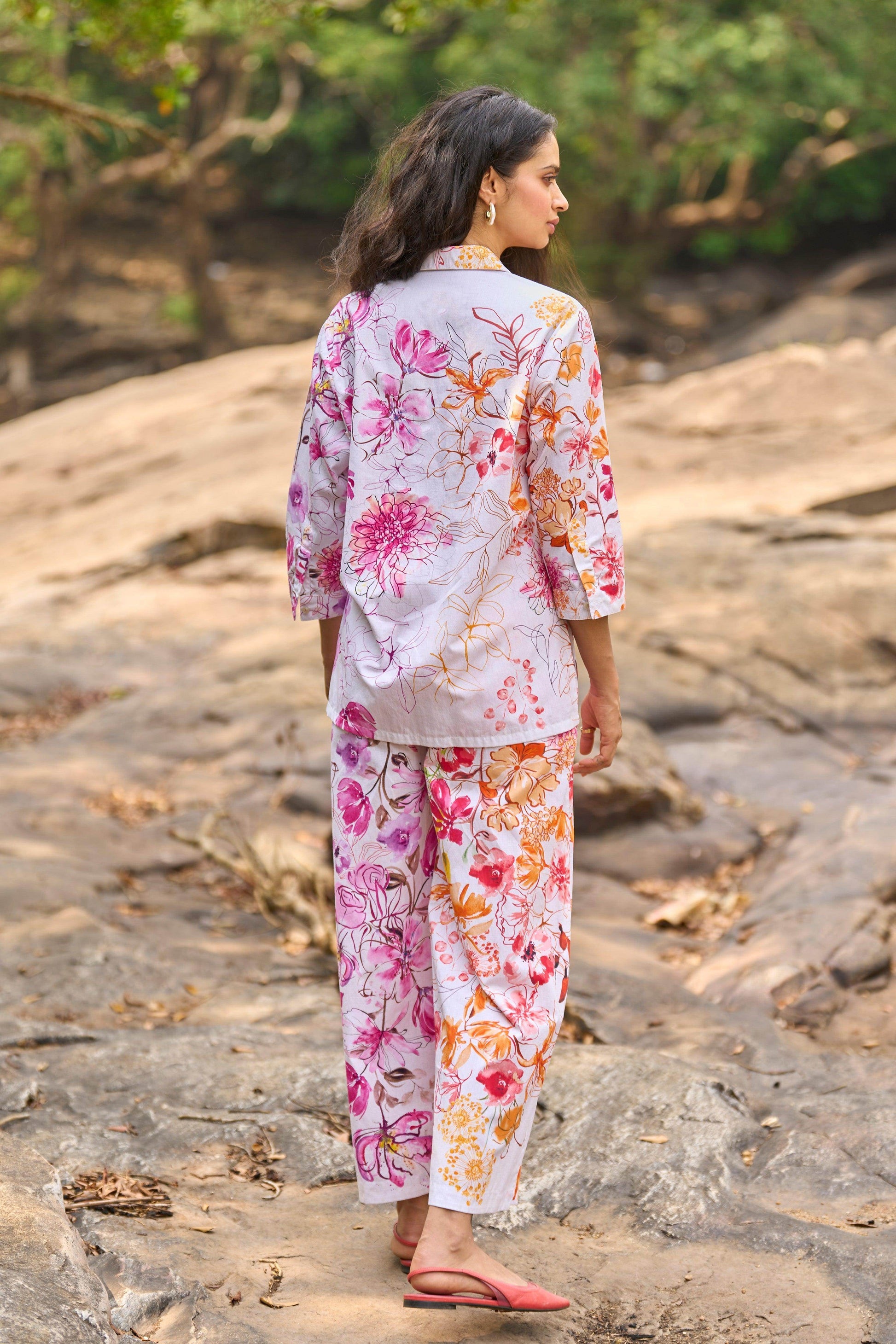 ASYMMETRIC FLORAL PRINT PANT - dash and dot