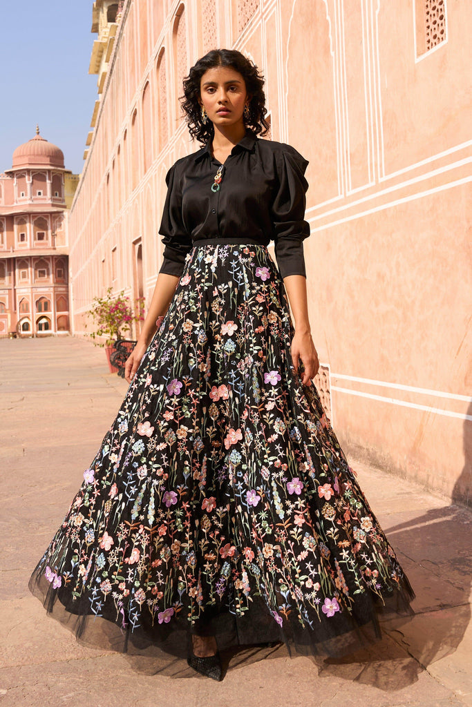 3D FLORAL MAXI SKIRT - dash and dot dash and dot