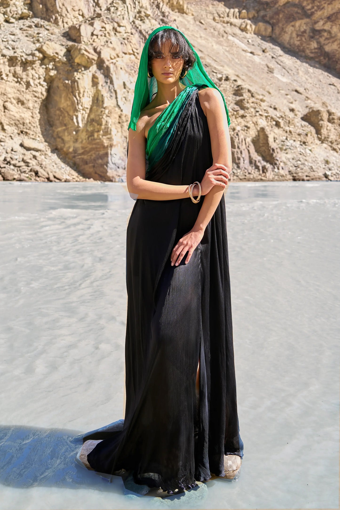 OMBRÉ DRAPED SARI GOWN