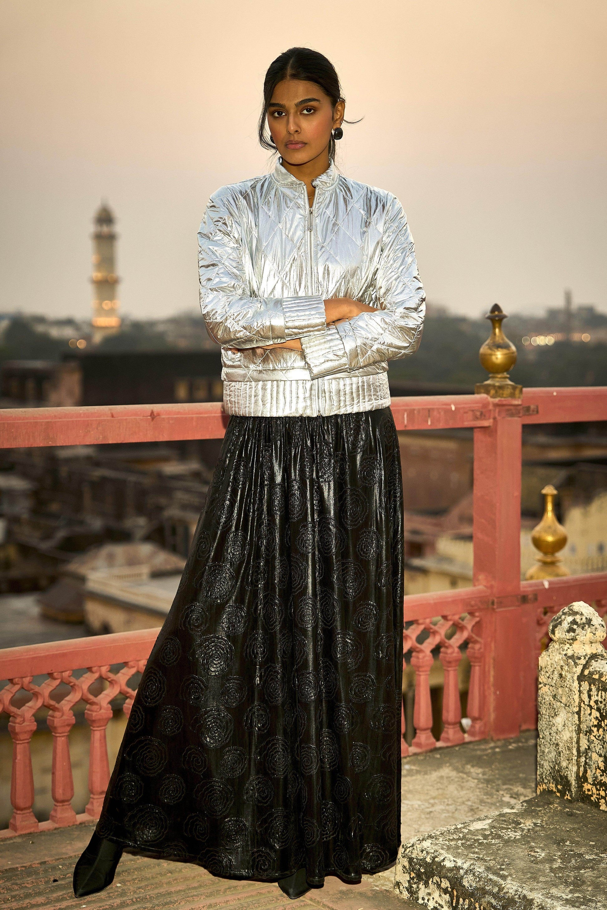 CUTWORK FIT & FLARE SKIRT - dash and dot