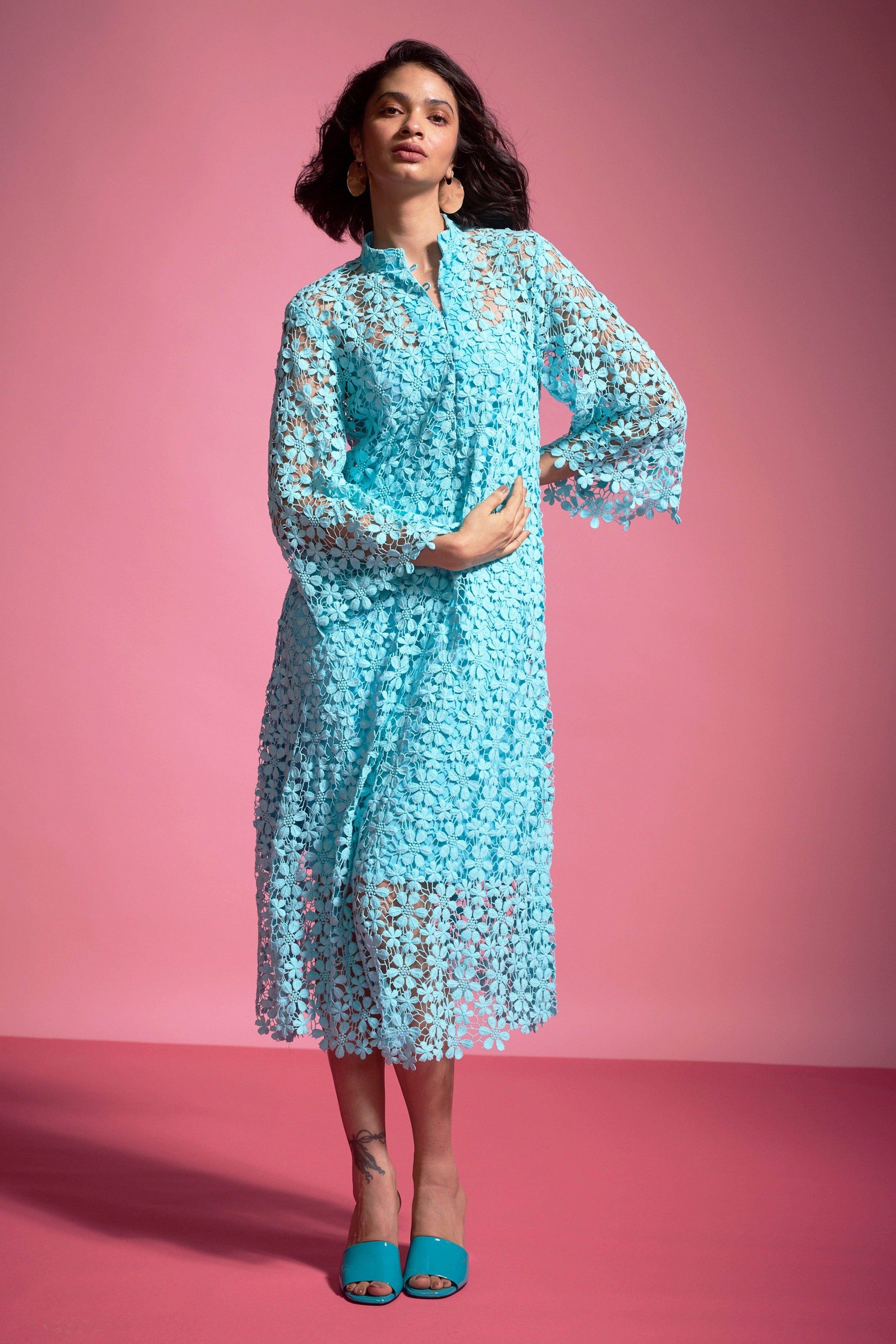 FLORAL LACE MIDI - dash and dot