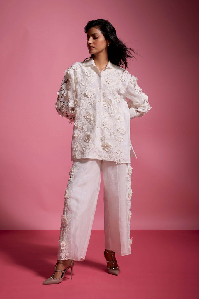 SILK LINEN LACE PANT SET - dash and dot dash and dot