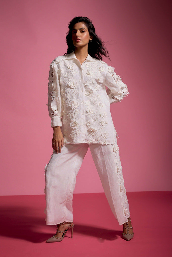 SILK LINEN LACE PANT SET - dash and dot dash and dot