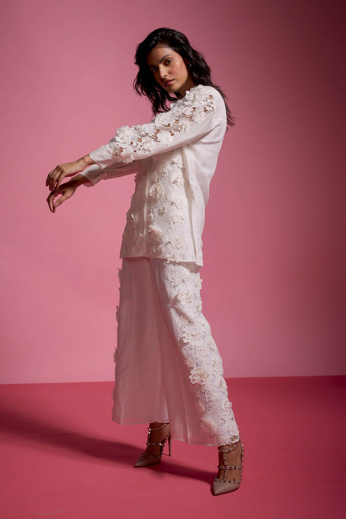 SILK LINEN LACE PANT SET - dash and dot dash and dot