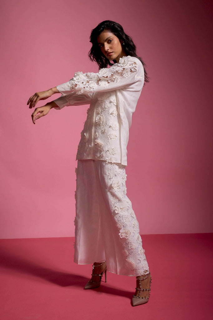 SILK LINEN LACE PANT SET - dash and dot dash and dot