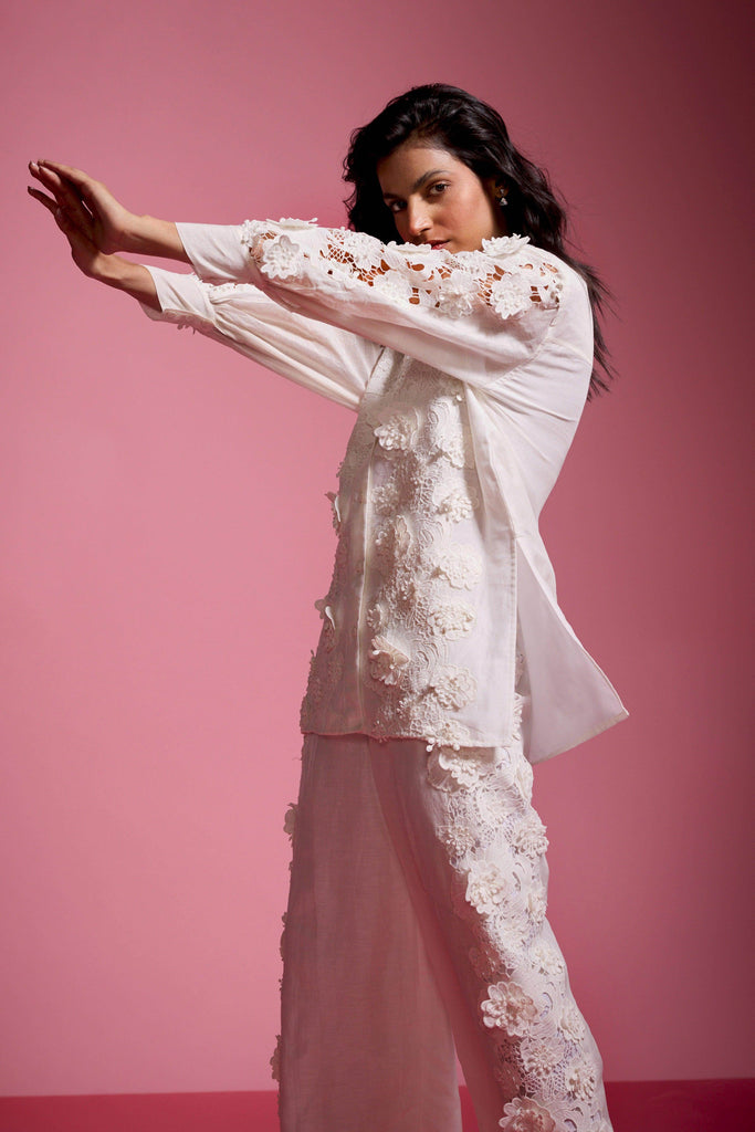 SILK LINEN LACE PANT SET - dash and dot dash and dot