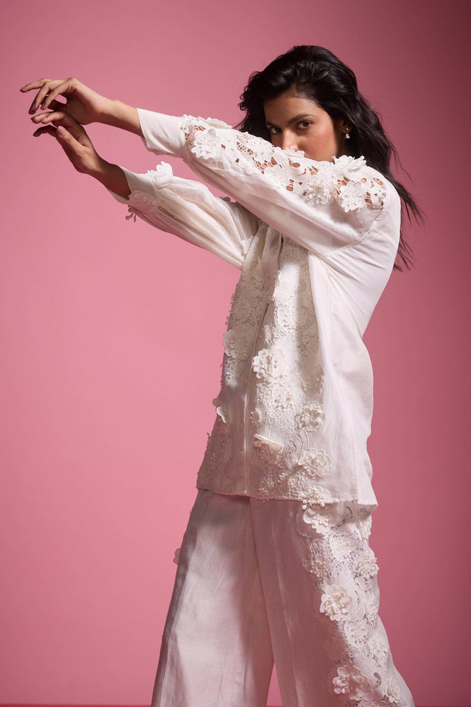 SILK LINEN LACE SHIRT - dash and dot dash and dot