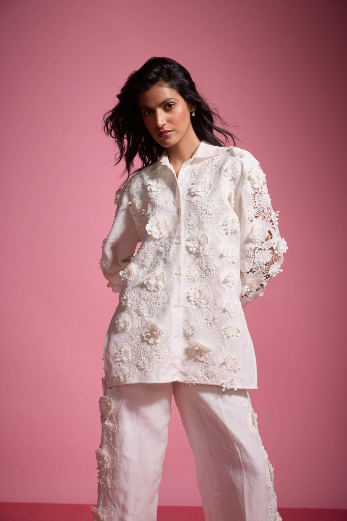 SILK LINEN LACE SHIRT - dash and dot dash and dot