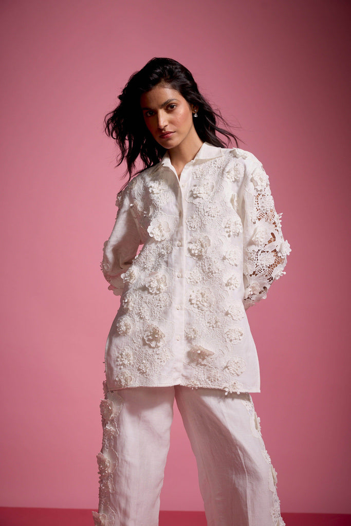 SILK LINEN LACE PANT SET - dash and dot dash and dot