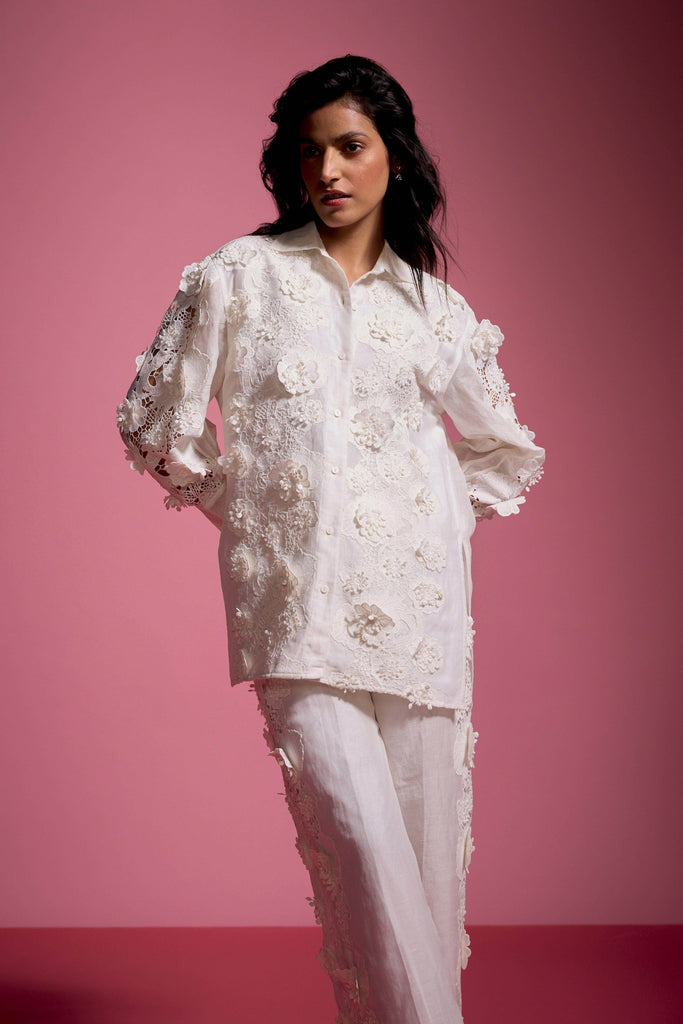 SILK LINEN LACE SHIRT - dash and dot dash and dot