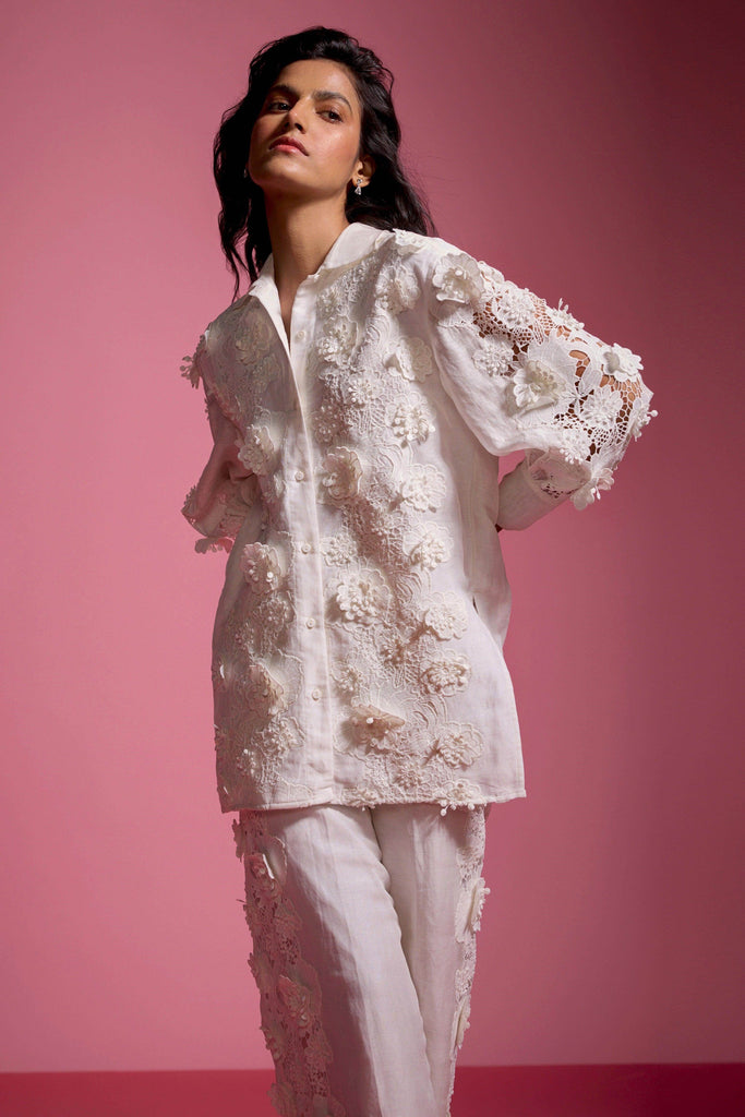 SILK LINEN LACE SHIRT - dash and dot dash and dot