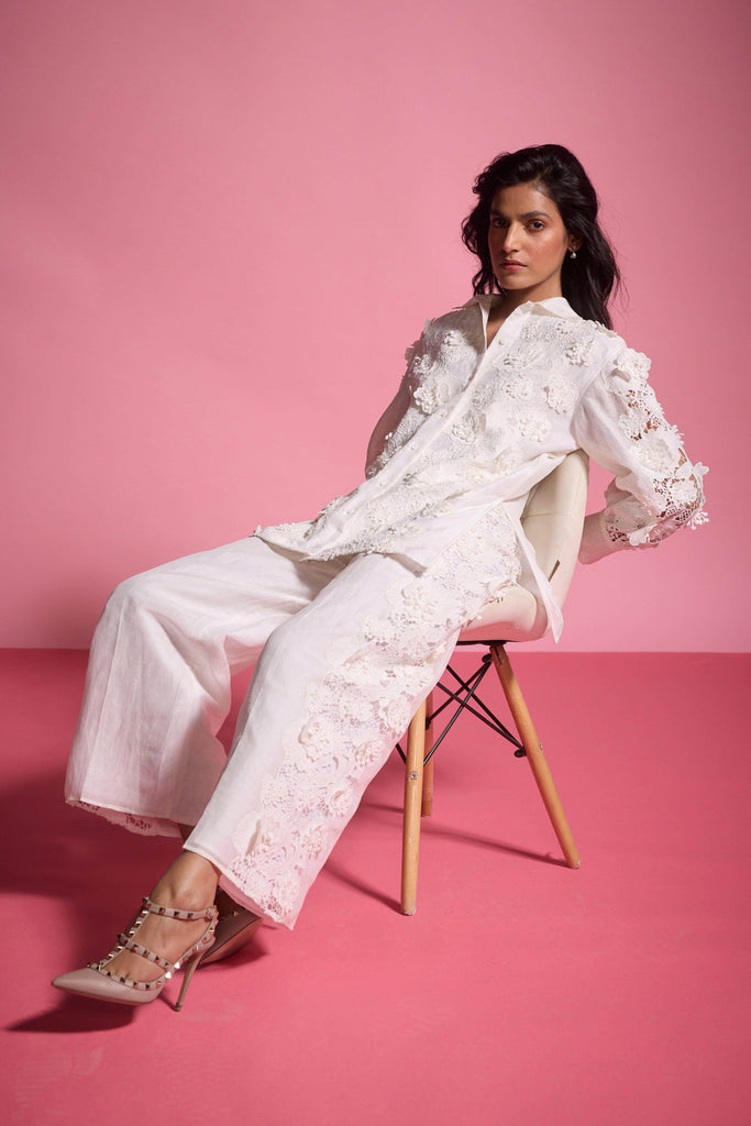 SILK LINEN LACE PANT - dash and dot dash and dot