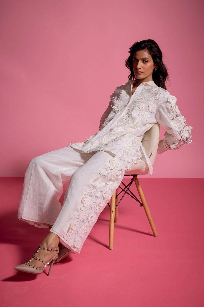 SILK LINEN LACE PANT SET - dash and dot dash and dot