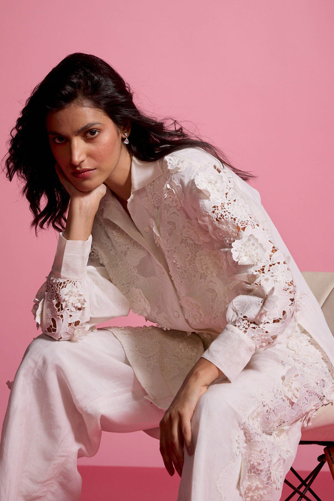 SILK LINEN LACE SHIRT - dash and dot dash and dot