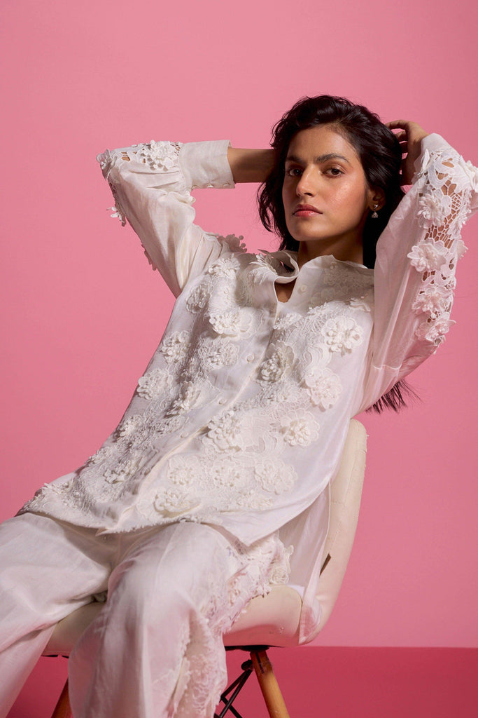 SILK LINEN LACE PANT SET - dash and dot dash and dot