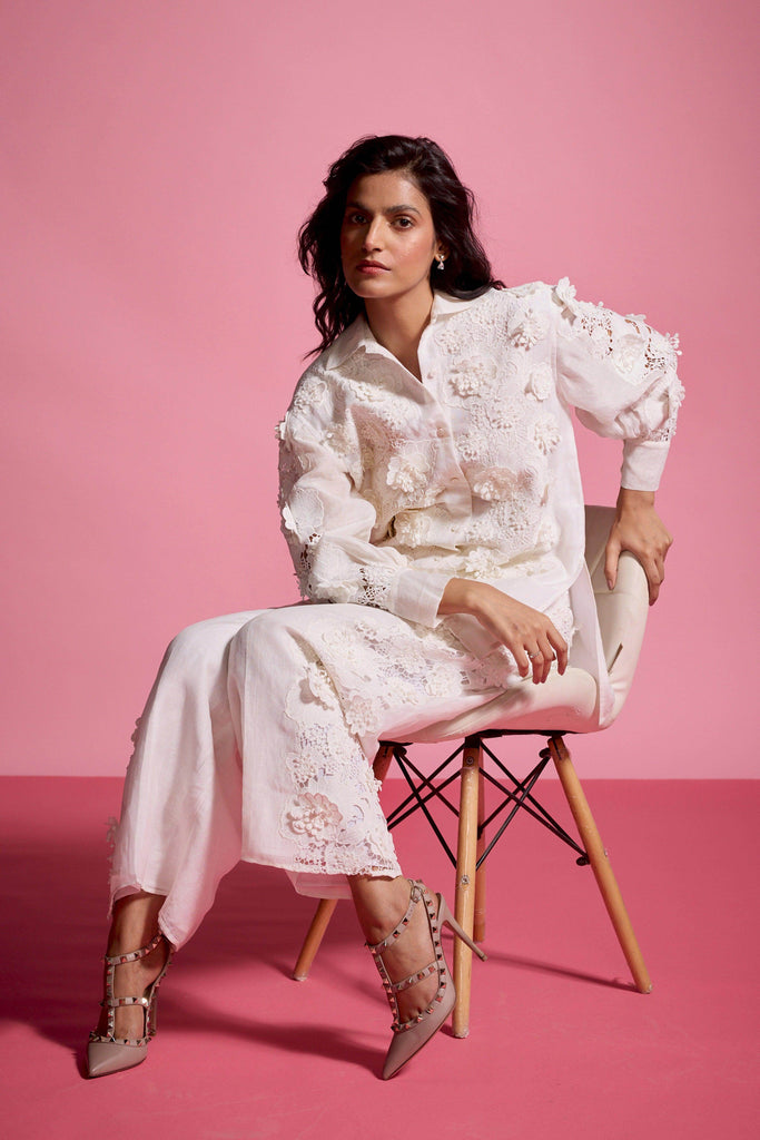 SILK LINEN LACE PANT SET - dash and dot dash and dot