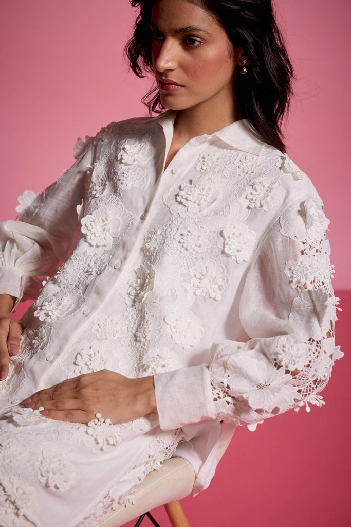 SILK LINEN LACE SHIRT - dash and dot dash and dot