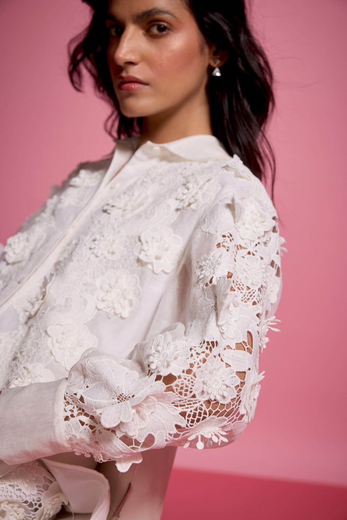 SILK LINEN LACE PANT SET - dash and dot dash and dot