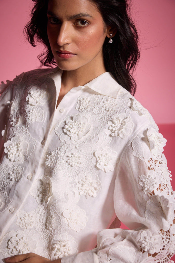 SILK LINEN LACE SHIRT - dash and dot dash and dot