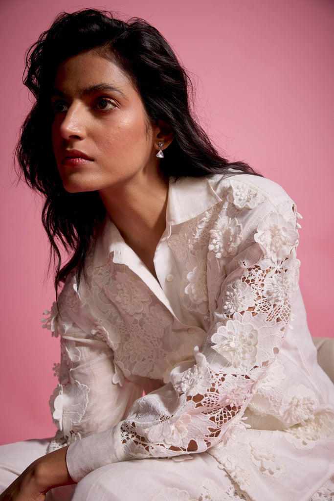 SILK LINEN LACE PANT SET - dash and dot dash and dot