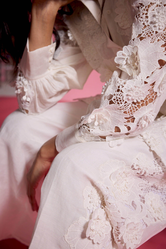 SILK LINEN LACE PANT SET - dash and dot dash and dot