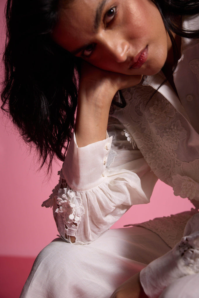 SILK LINEN LACE SHIRT - dash and dot dash and dot