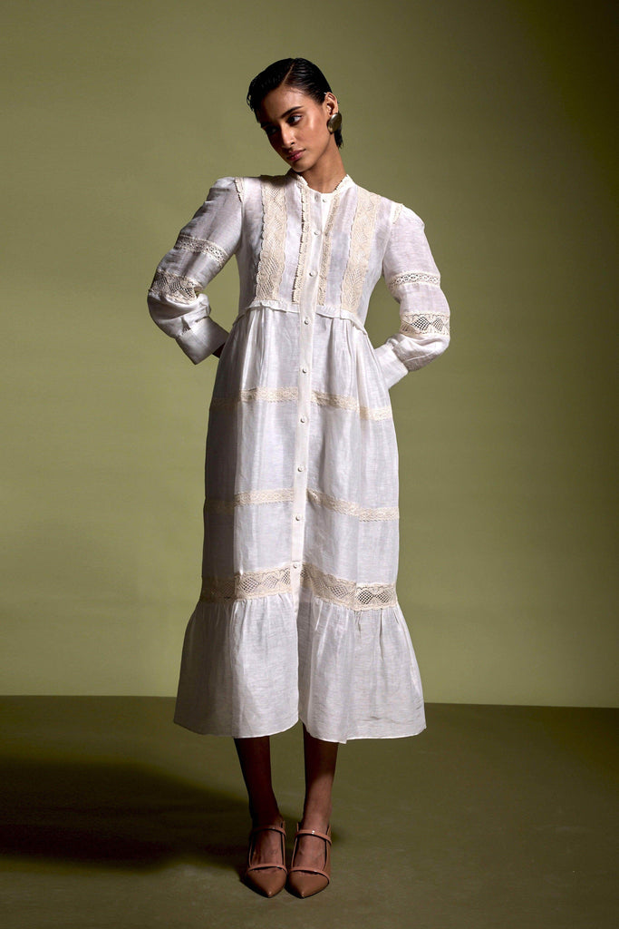 LINEN SILK LACE MIDI - dash and dot dash and dot