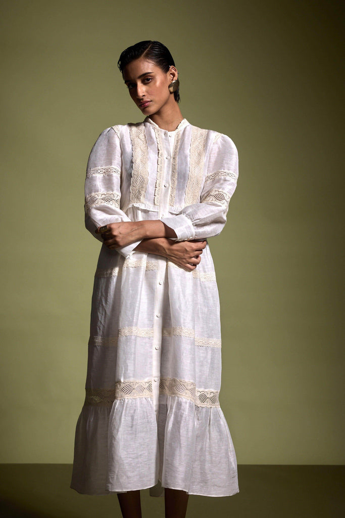 LINEN SILK LACE MIDI - dash and dot dash and dot