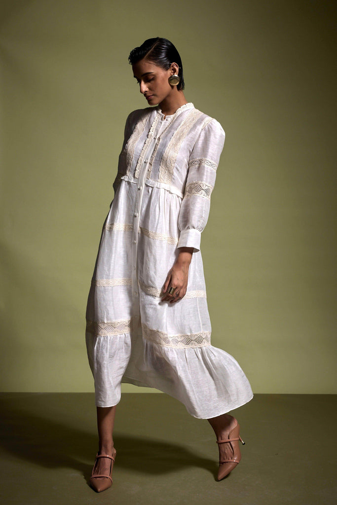 LINEN SILK LACE MIDI - dash and dot dash and dot