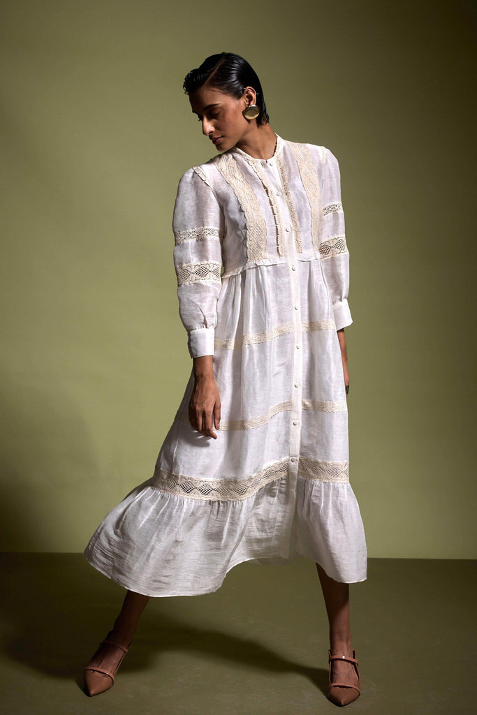 LINEN SILK LACE MIDI - dash and dot dash and dot