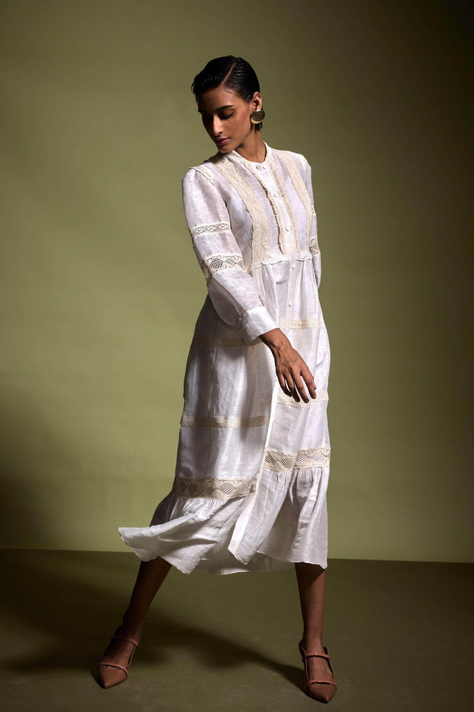 LINEN SILK LACE MIDI - dash and dot dash and dot