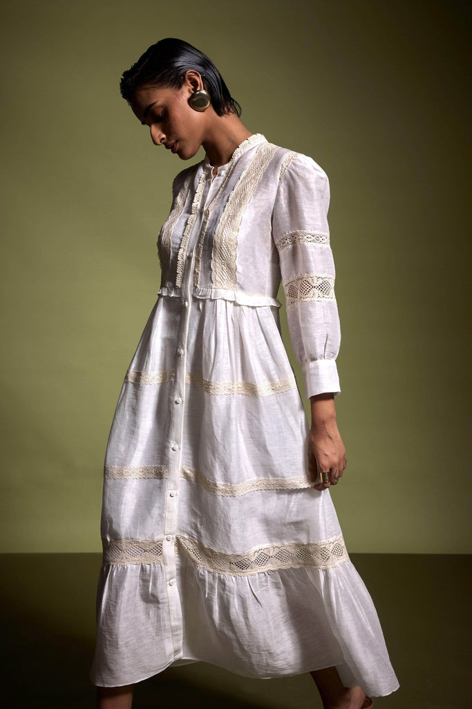 LINEN SILK LACE MIDI - dash and dot dash and dot