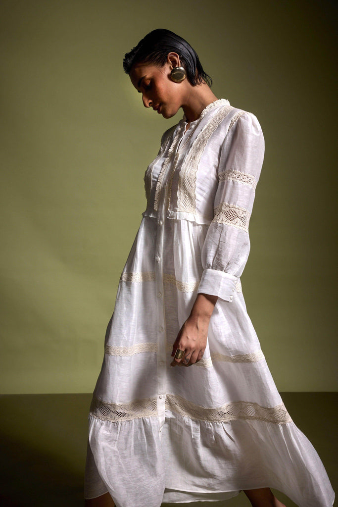 LINEN SILK LACE MIDI - dash and dot dash and dot