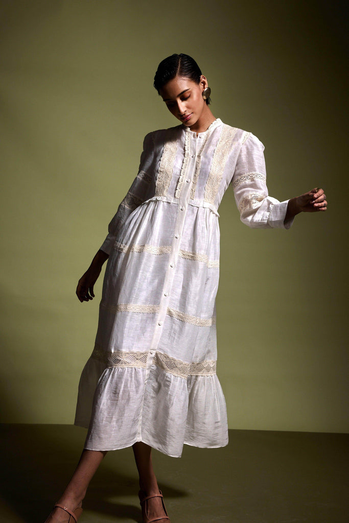 LINEN SILK LACE MIDI - dash and dot dash and dot