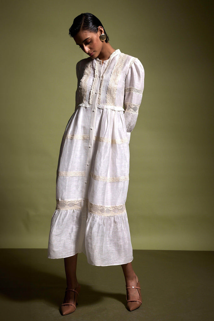 LINEN SILK LACE MIDI - dash and dot dash and dot