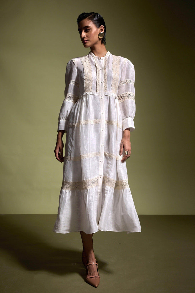 LINEN SILK LACE MIDI - dash and dot dash and dot