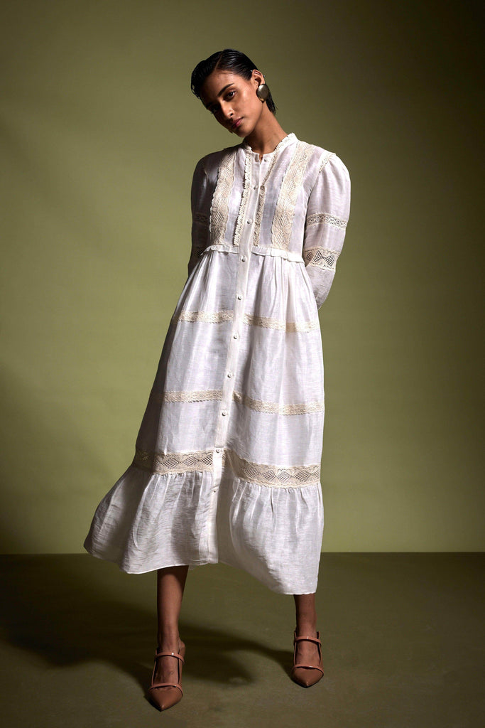 LINEN SILK LACE MIDI - dash and dot dash and dot