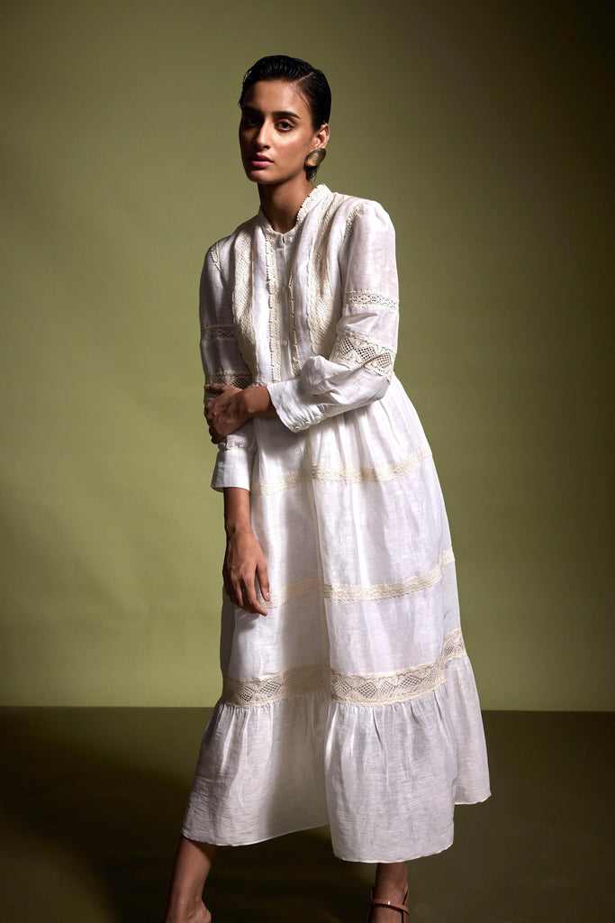 LINEN SILK LACE MIDI - dash and dot dash and dot