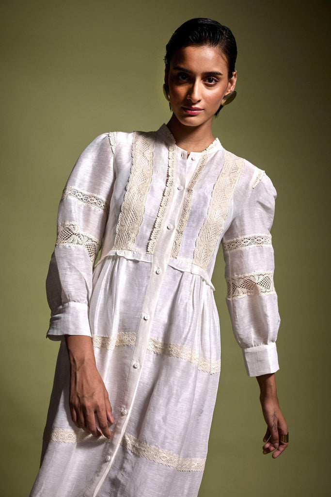 LINEN SILK LACE MIDI - dash and dot dash and dot