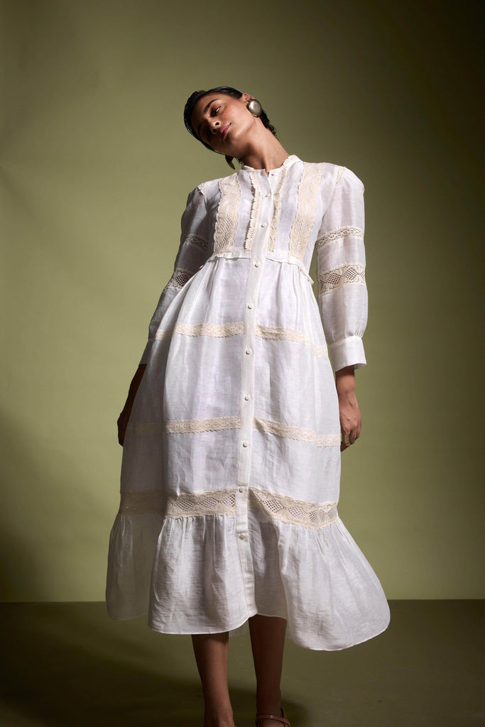 LINEN SILK LACE MIDI - dash and dot dash and dot